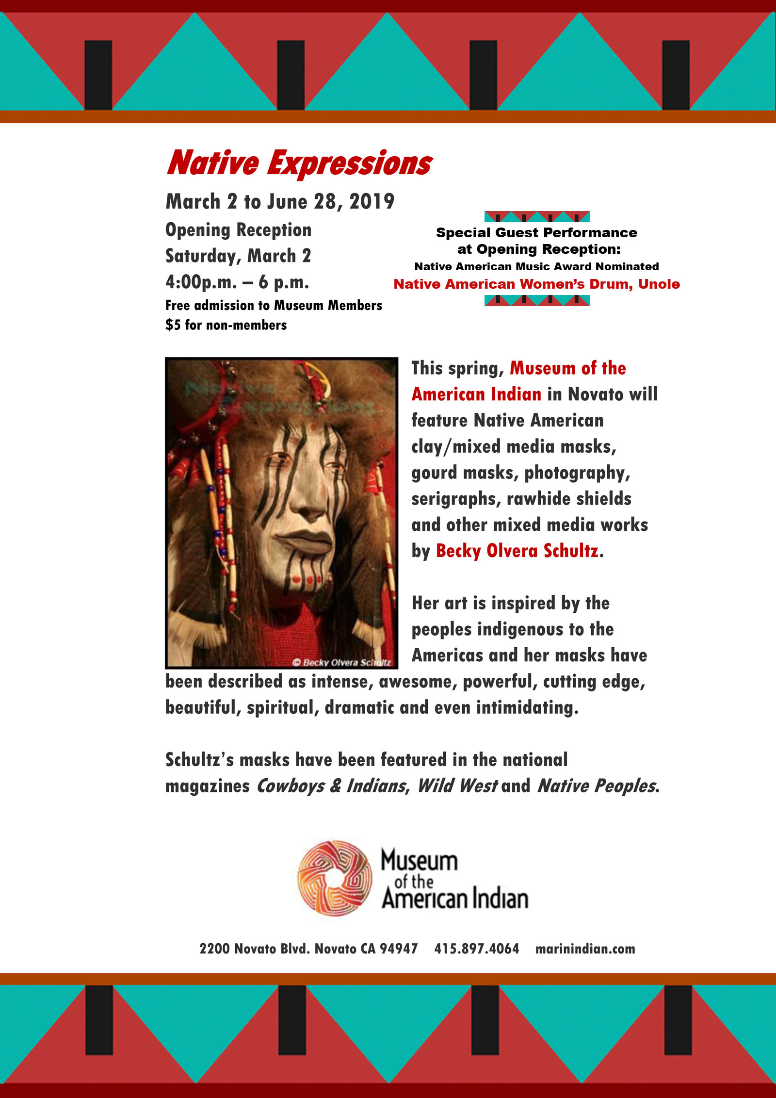 Native Expressions, Art Exhibit at Museum of the American Indian, Novato, CA-Flyer