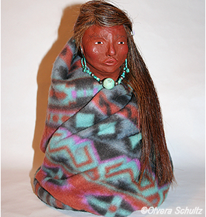 Native American Woman Clay Sculpture