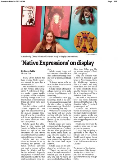 Novato Advance Native Expressions Exhibit, Museum of the American Indian