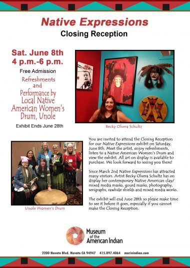 Closing Reception-Native Expressions-Flyer, Museum of the American Indian in Novato CA