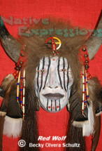 (SOLD) Red Wolf-Native Mask-©Becky Olvera Schultz