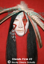 (SOLD) Stands Firm #2-Native Mask-©Becky Olvera Schultz