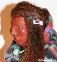 Native American Woman Clay Sculpture Left Face Detail